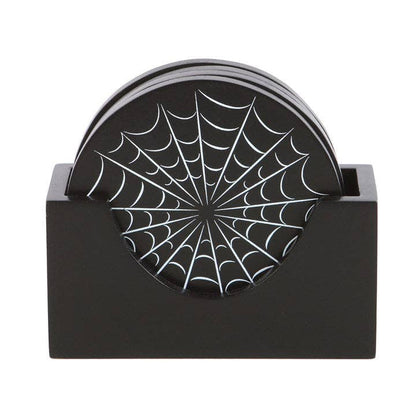 Black Gothic Halloween Spiderweb Coaster Set