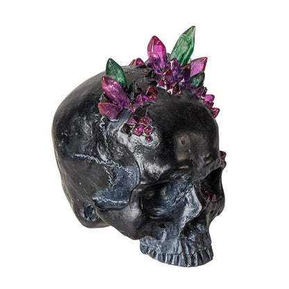 Black Skull with Crystals
