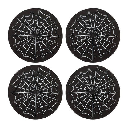 Black Gothic Halloween Spiderweb Coaster Set