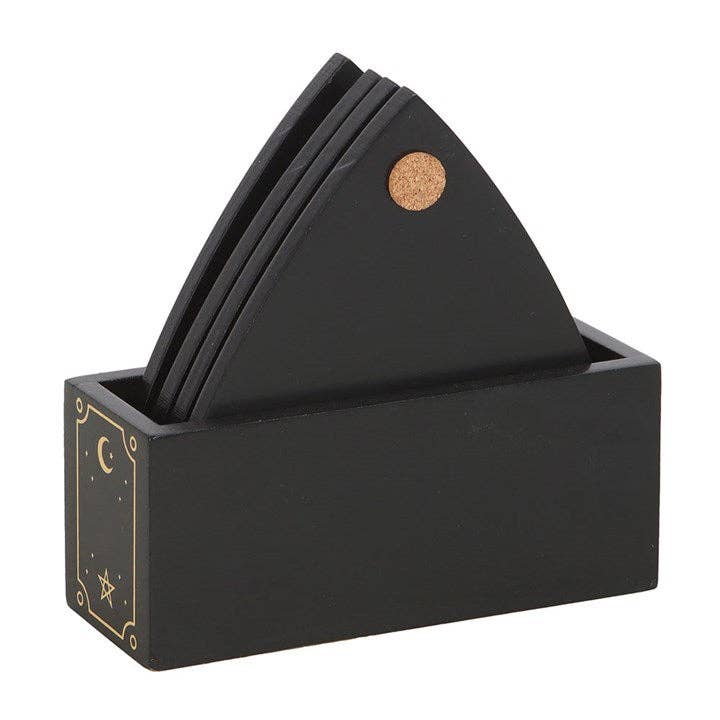 Black Talking Gothic Ouija Board Planchette Coaster Set