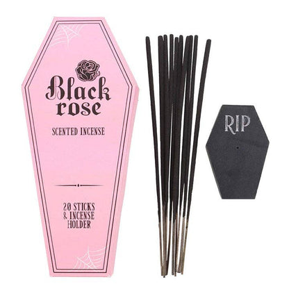 Black Rose Incense Stick Packs with Coffin Holder