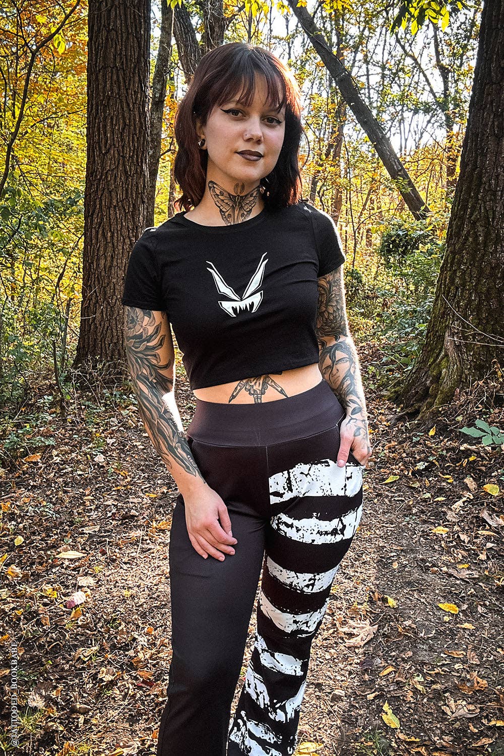 Ghost White Striped Split Flares [Black/White]