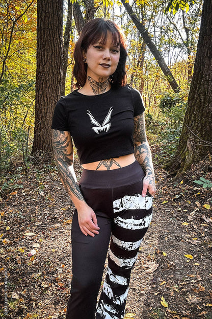 Ghost White Striped Split Flares [Black/White]