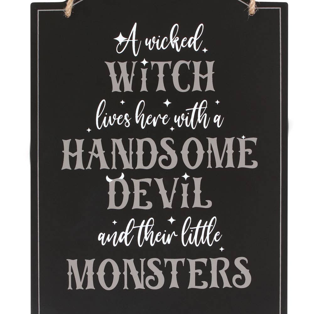 Wicked Witch Family Hanging Halloween Sign