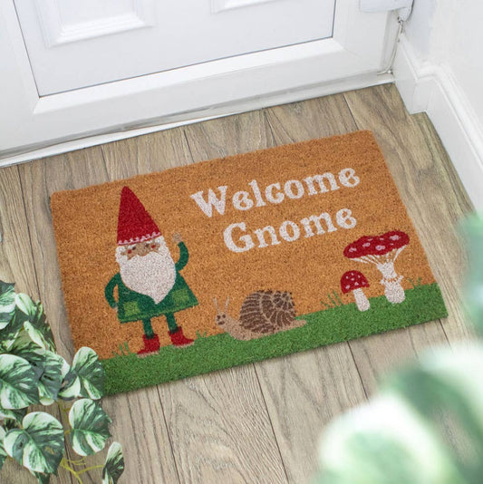 Natural Welcome Gnome Mushroom Doormat