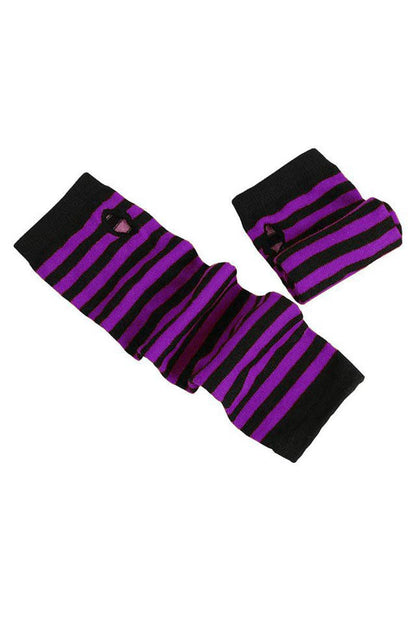 Emo Striped Arm Warmers [Black/Purple]