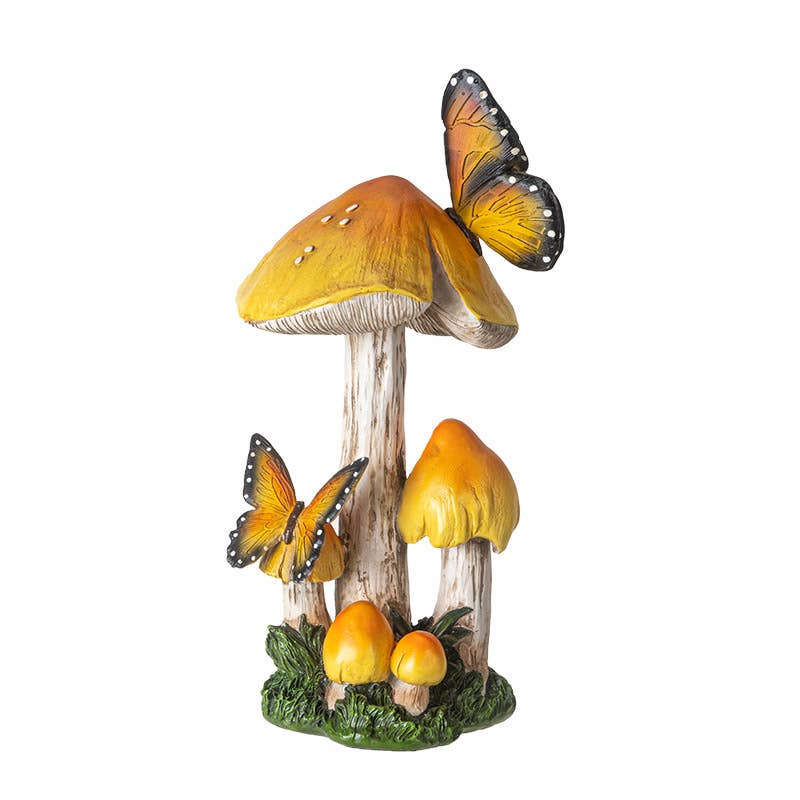Yellow & Orange Toadstool Mushroom with Butterflies Home and Garden Decor
