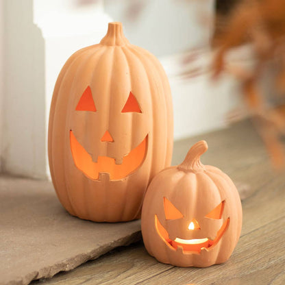12.5cm Terracotta Halloween Pumpkin Decoration