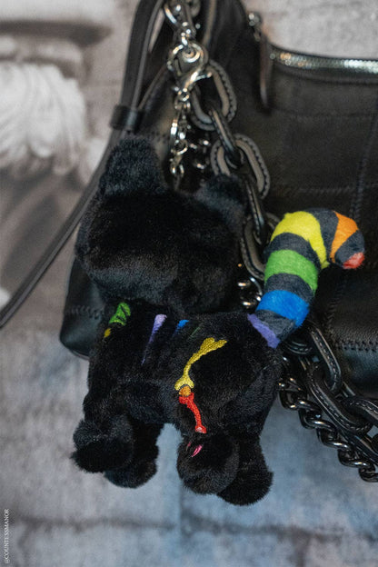 Rainbow Skelekitty Plush Keychain