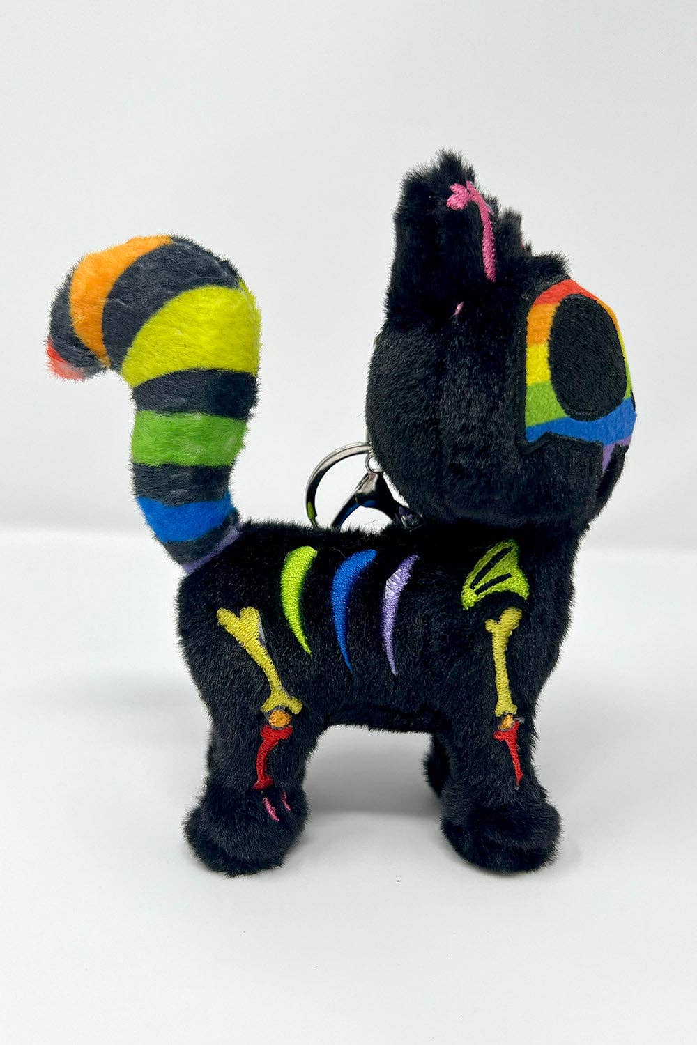 Rainbow Skelekitty Plush Keychain