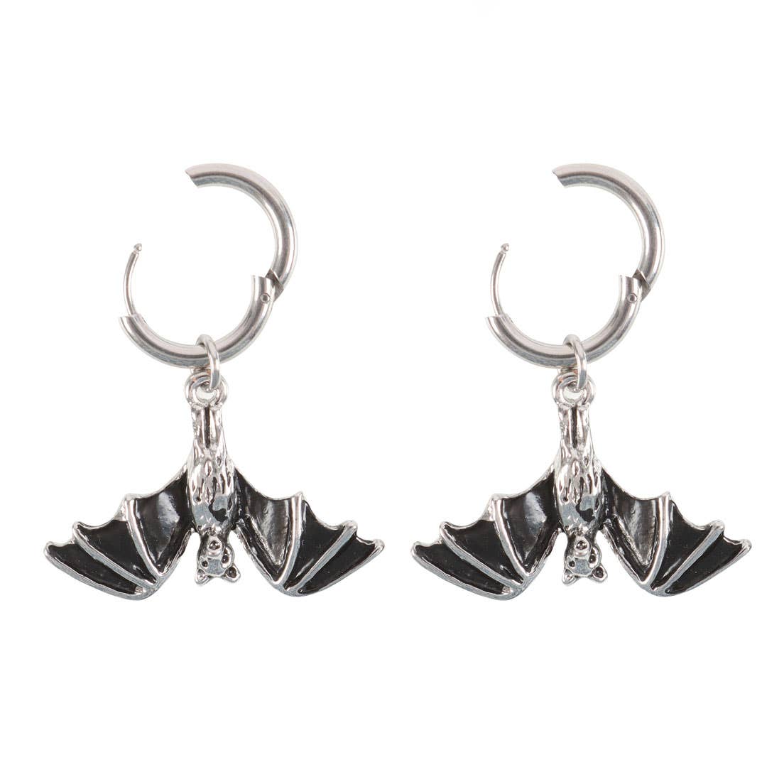 Gothic Halloween Hanging Bat Earrings