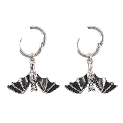 Gothic Halloween Hanging Bat Earrings