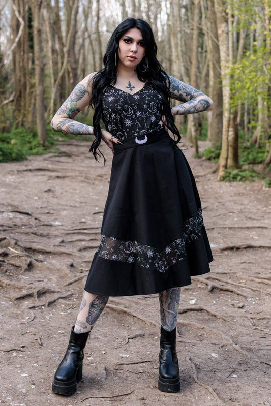 Alternative Coven United Crescent Batwing Midi Skirt