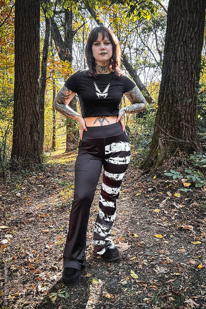 Ghost White Striped Split Flares [Black/White]