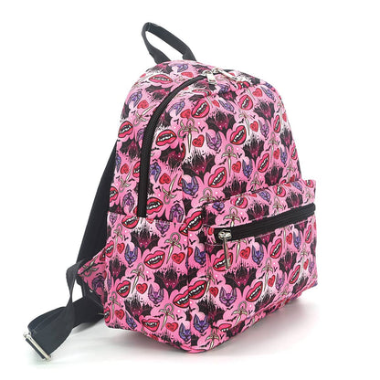 Vampire Smile and Bat Mini Backpack in Polyester