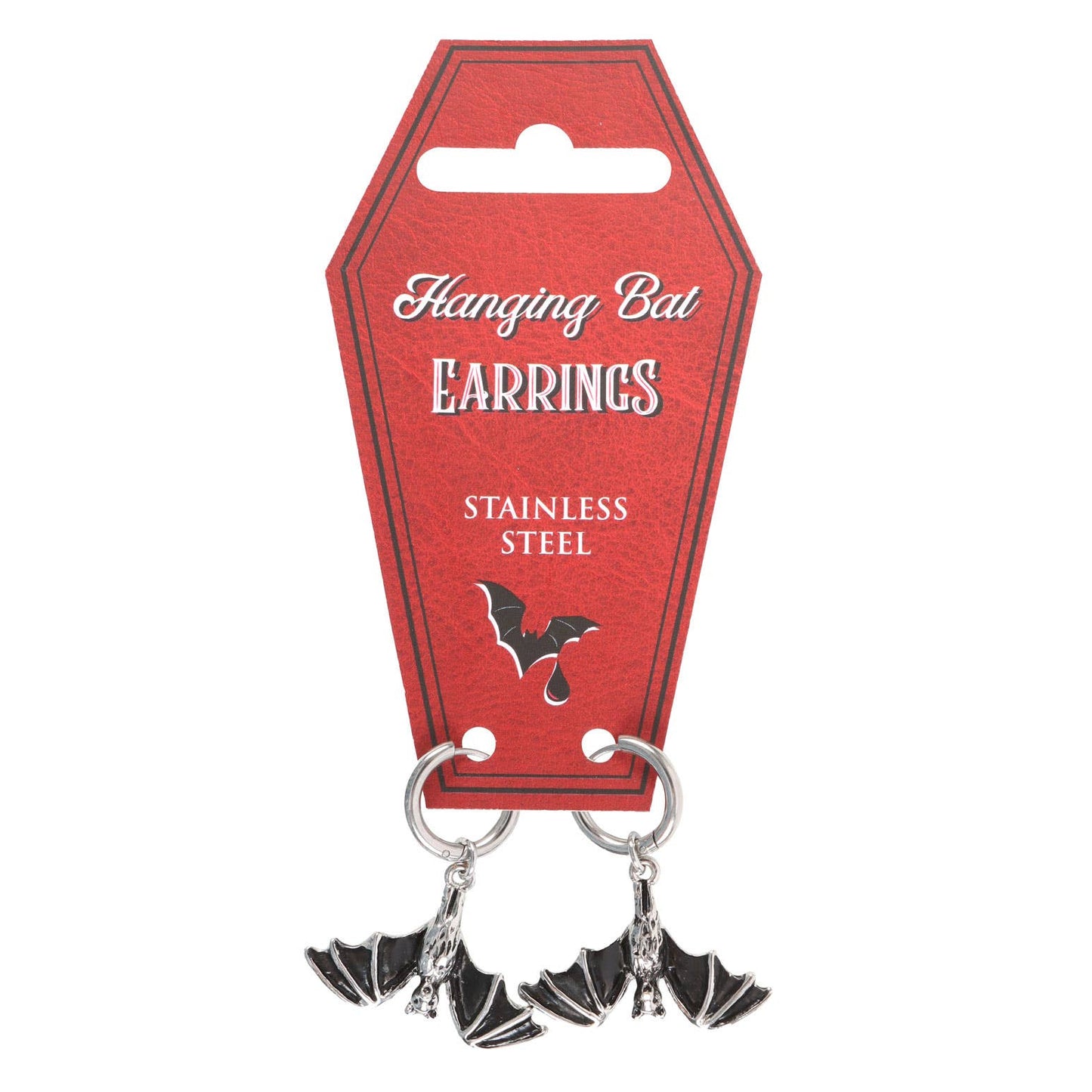 Gothic Halloween Hanging Bat Earrings