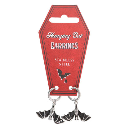 Gothic Halloween Hanging Bat Earrings
