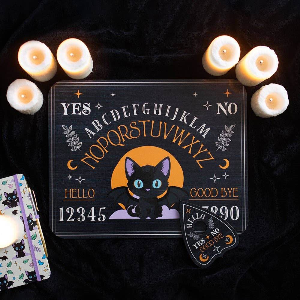 Cute and Creepy Black Bat Cat Talking Board with Planchette