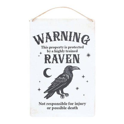 Protected by a Raven Gothic Hanging Sign
