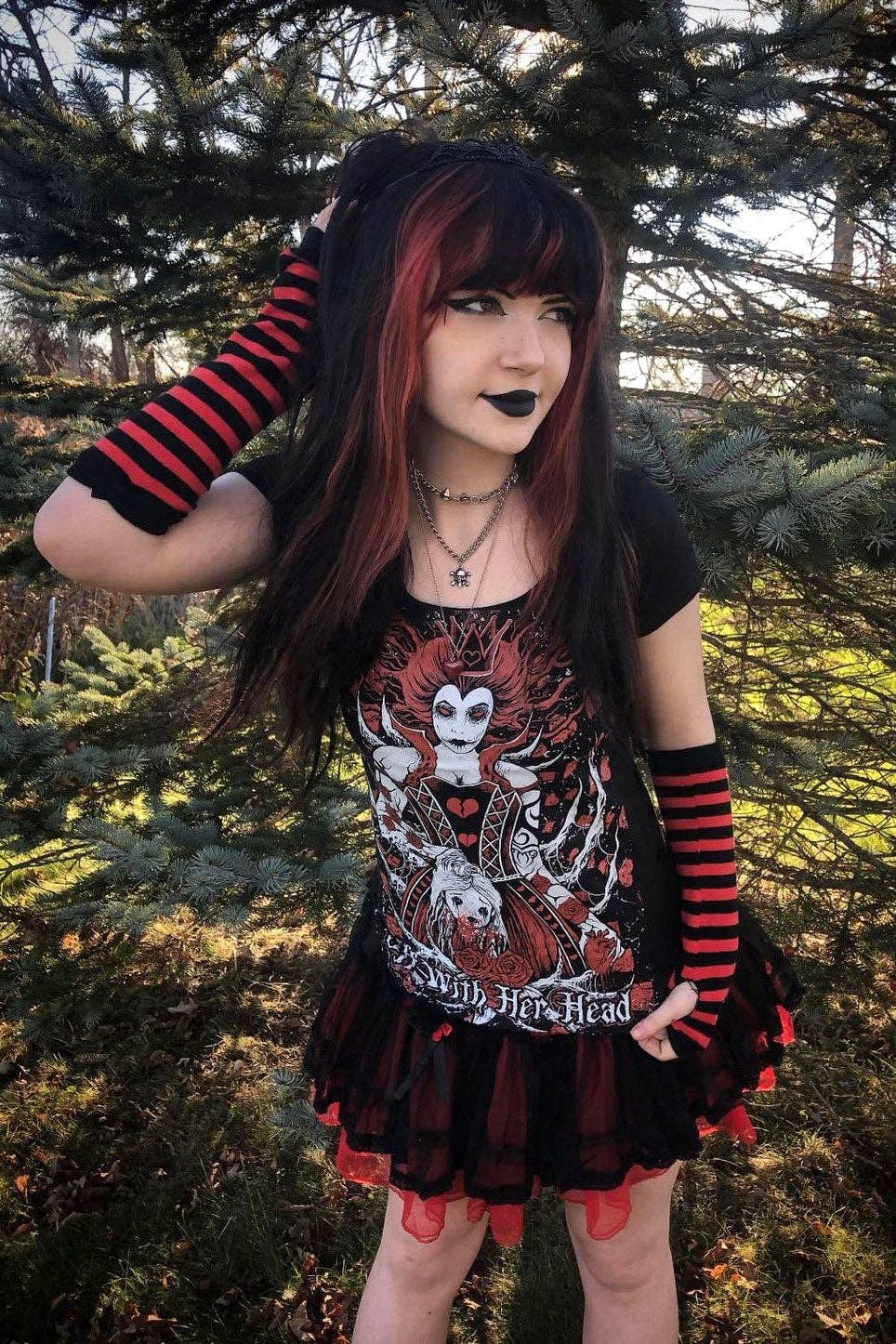 Emo Striped Arm Warmers [Black/Red]