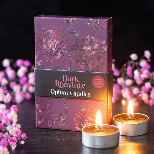 Set of 6 Black Dark Romance Opium Tealight Candles