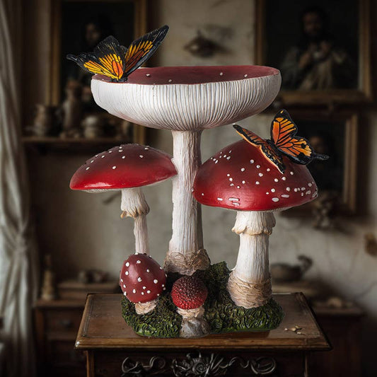 Red Toadstool Mushrooms with Butterflies Home and Garden Decor