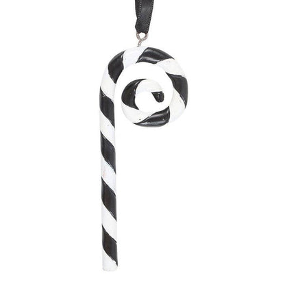Black and White Candy Cane Gothic Christmas Ornament