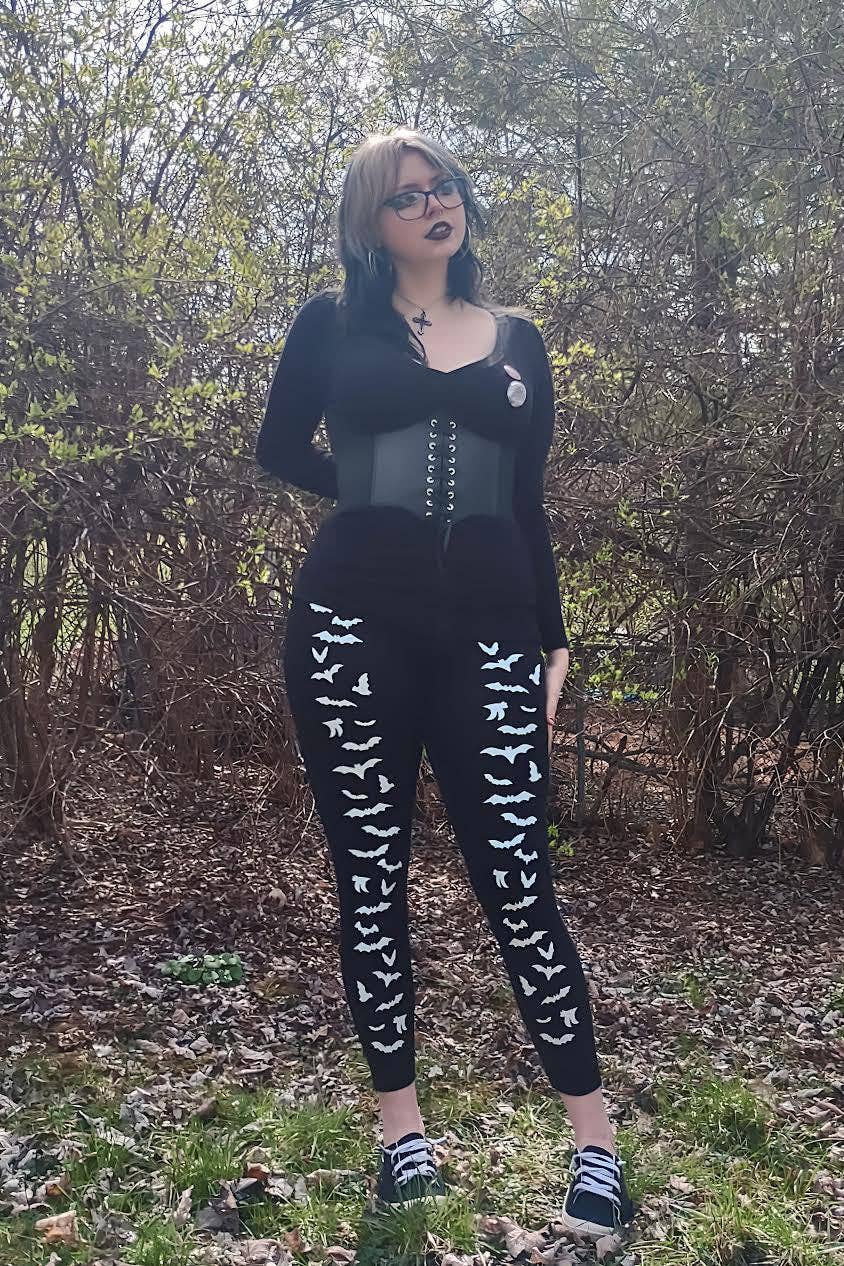 Vampire Bat Leggings [White Bats]