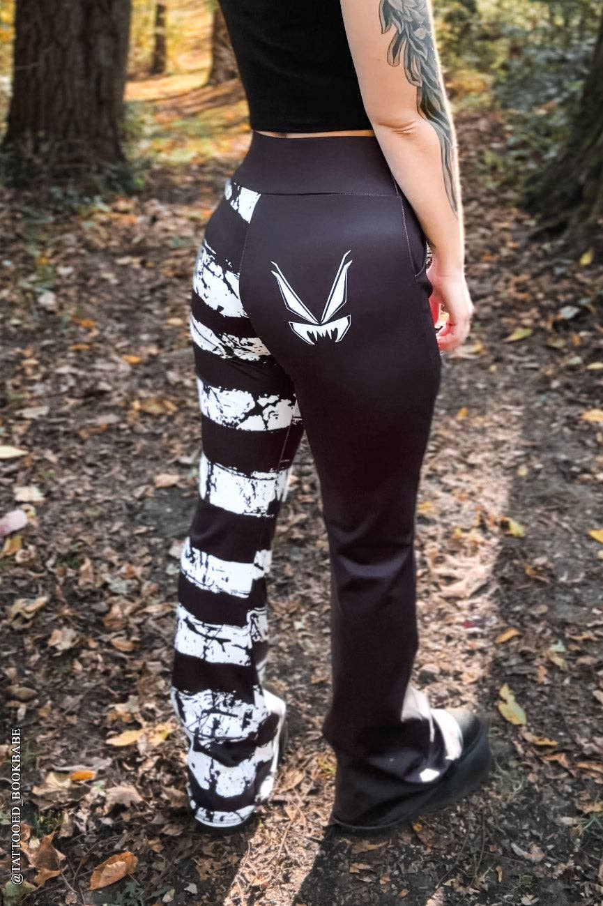 Ghost White Striped Split Flares [Black/White]
