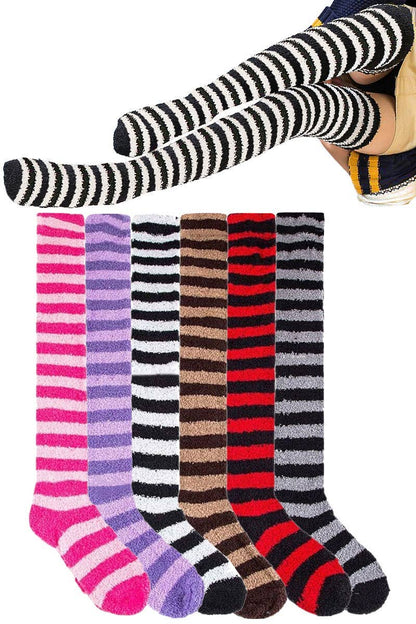 Women's Stripe Thigh-high Over Knee Fuzzy Socks
