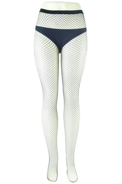 High Rise French Cut Diamond Fishnet Sheer Tight Pantyhose