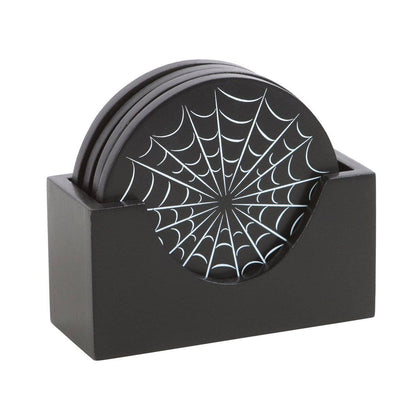 Black Gothic Halloween Spiderweb Coaster Set
