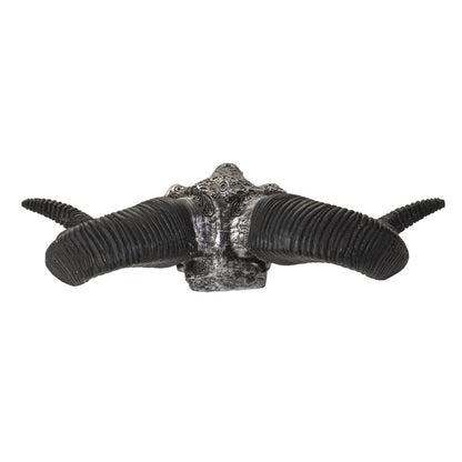 14982 Carved Silver Ram Decorative Skull