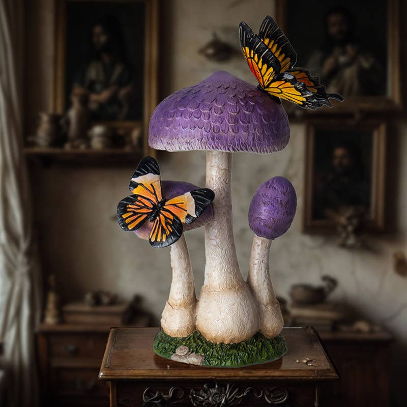 Purple Toadstool Mushroom with Butterflies Home and Garden Decor