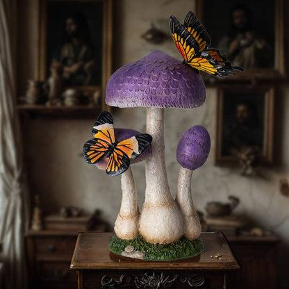 Purple Toadstool Mushroom with Butterflies Home and Garden Decor
