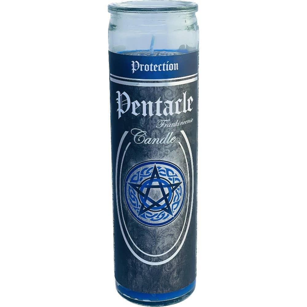 Glass Ritual Candle-Pentacle-Frankincense  8"Hx2"Dia