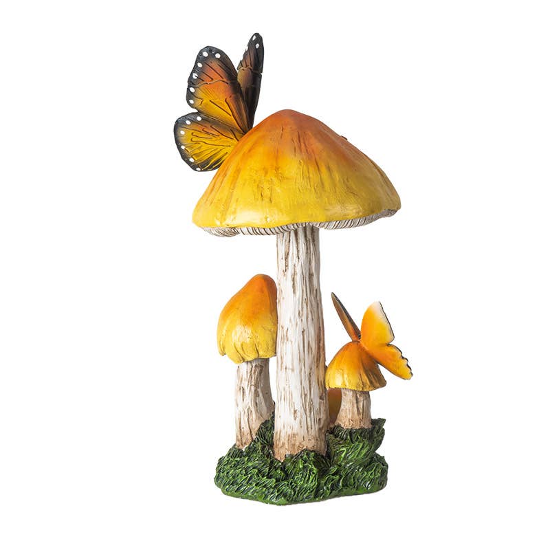 Yellow & Orange Toadstool Mushroom with Butterflies Home and Garden Decor