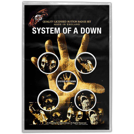 System Of A Down Button Badge Pack: Hand