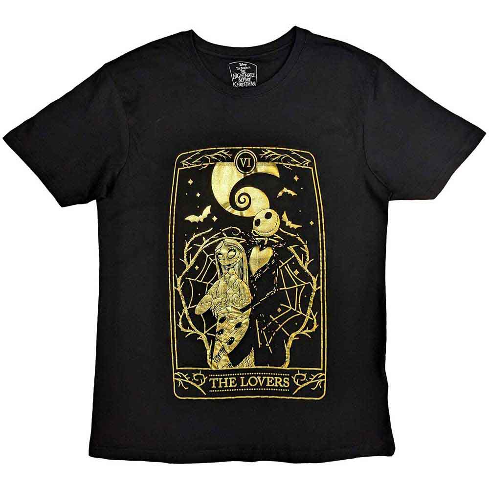 The Nightmare Before Christmas Unisex T-Shirt: Jack & Sally Lovers (Black) (Embellished)