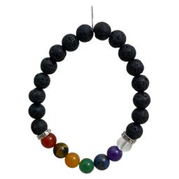 Chakra Stones With Lava Stone Bracelet Awakens Energy Centers of the Body & Improves Flow of Energy, 8mm
