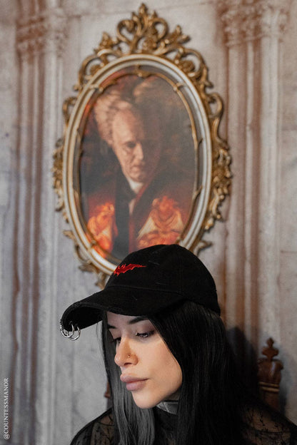 Vampire Bat Pierced Baseball Cap [Red]