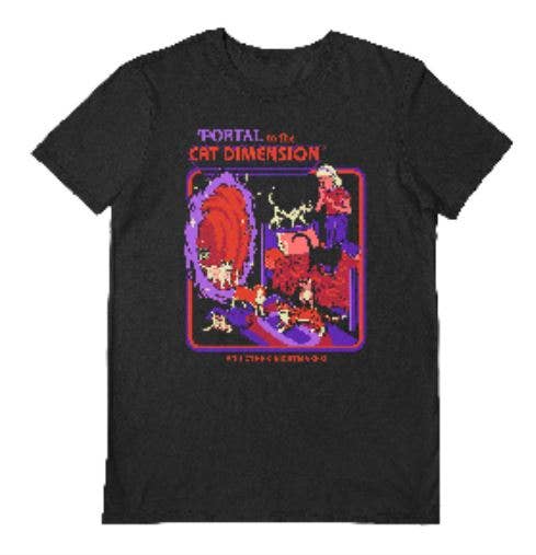 STEVEN RHODES (PORTAL TO THE CAT DIMENSION) BLACK T-SHIRT