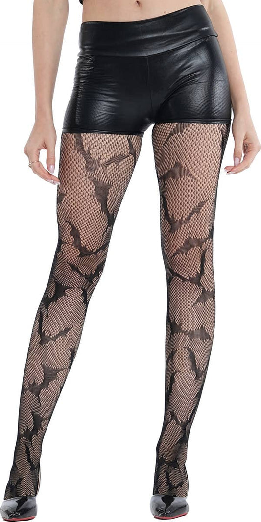 Bat Pattern Fishnet Tights — One Size Fits Most
