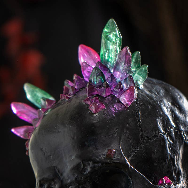 Black Skull with Crystals