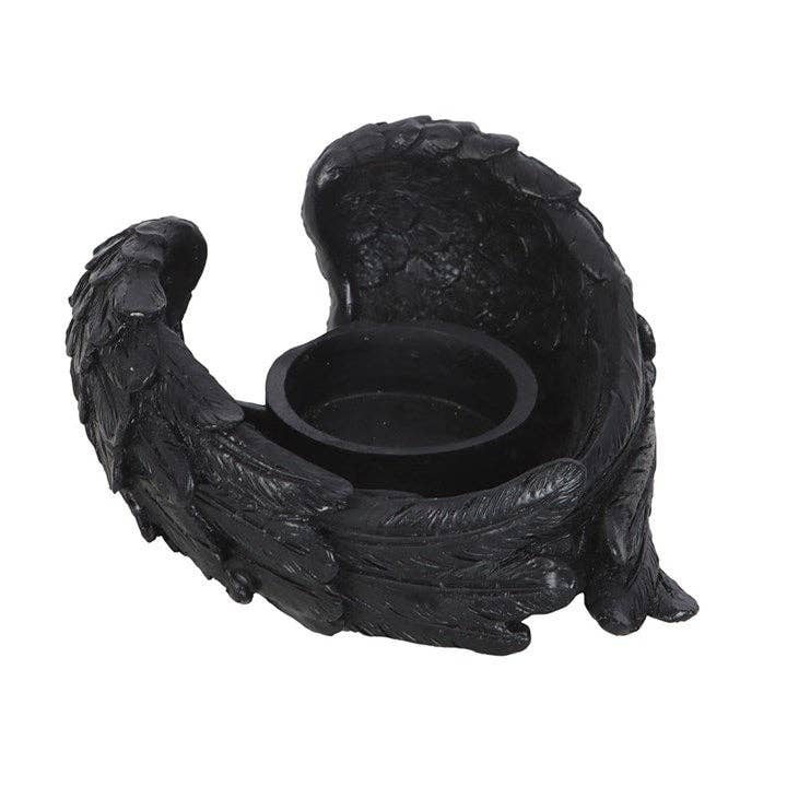 Gothic Raven Wings Halloween Tealight Candle Holder