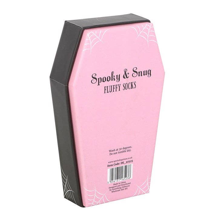 Pink and Black Striped Socks in Gothic Coffin Gift Box