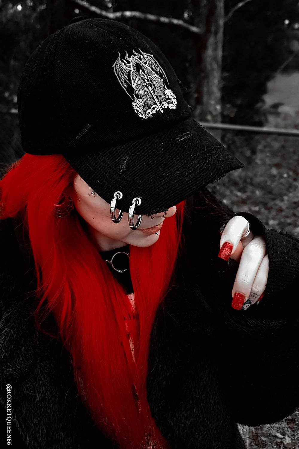 Grim Reaper Pierced Baseball Cap