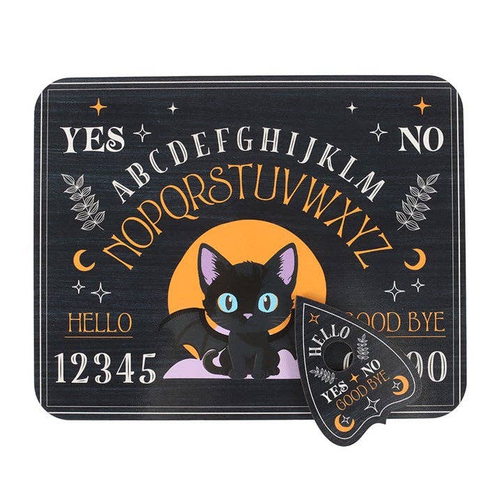 Cute and Creepy Black Bat Cat Talking Board with Planchette