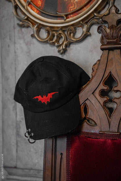 Vampire Bat Pierced Baseball Cap [Red]