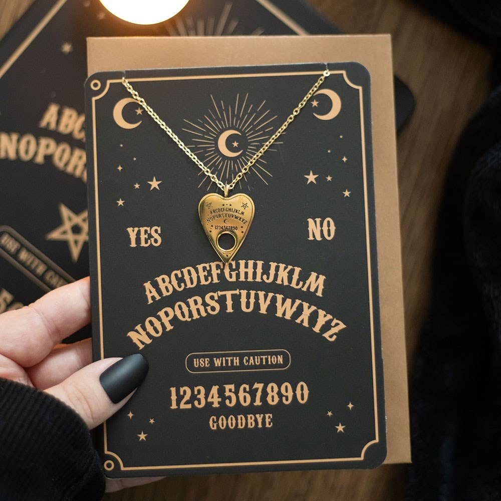 Talking Board Planchette Necklace on Greeting Card